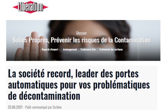 La société record, leader des portes automatiques pour vos problématiques de décontamination